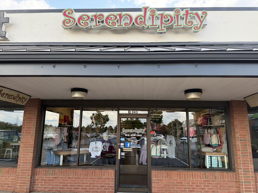 Serendipity boutique storefront with freshly cleaned display windows