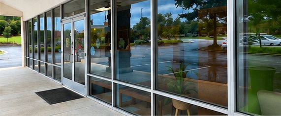 After: clean entryway glass at Sweetwater Creek Animal Hospital
